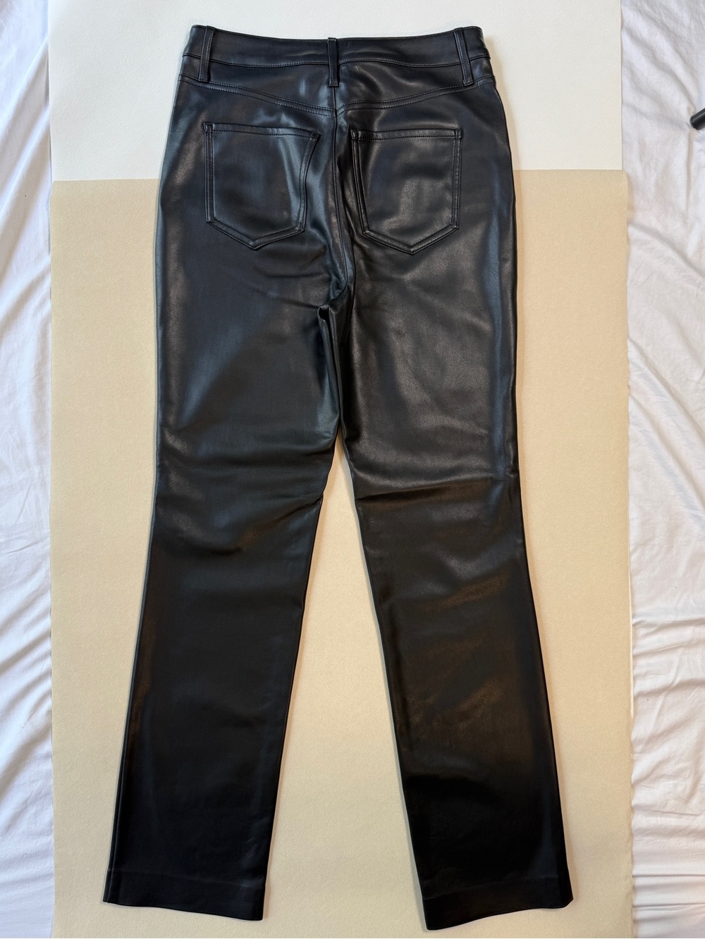 Express Super High-Rise 90s Slim Faux Leather Straight-Leg Pants - 8R - Picture 7 of 9